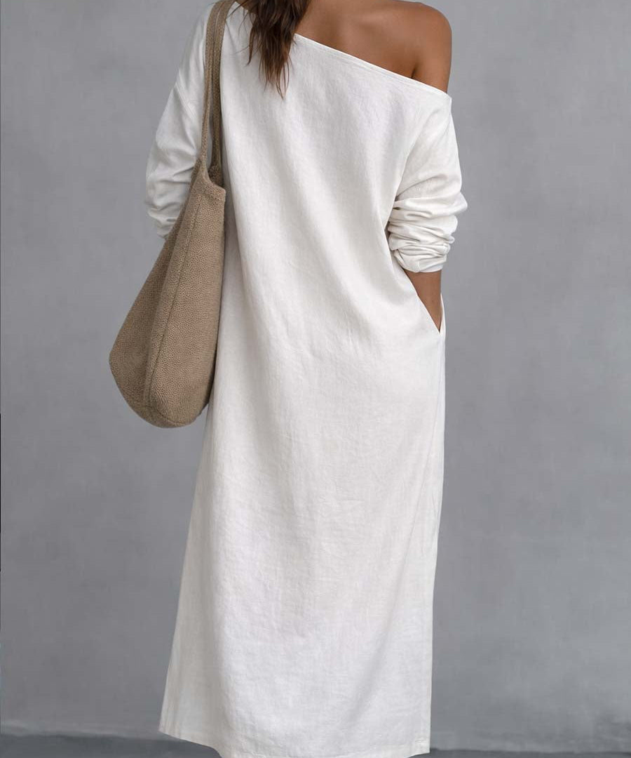 Loose-fitting One Shoulder Midi Dress