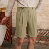 Brescia Cotton Blend Seersucker Double Pleated Bermudas