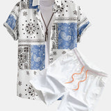 Paisley Print Button Up Shirt #Random pattern design# & Swim Shorts