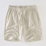 Short Sleeve Stand Collar Shirt & Linen Drawstring Shorts