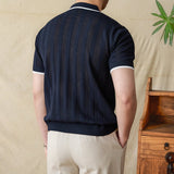 Massimo Ribbed Knit Short Sleeve Polo Shirt