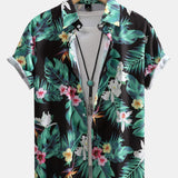 Tropical Flowers Print Button Up Shirt & Swim Shorts