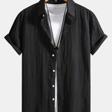 Wrinkled Texture Print Button Up Shirt