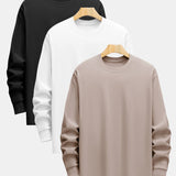 3 Pieces Basic Long Sleeve Heavy Weight T-Shirts