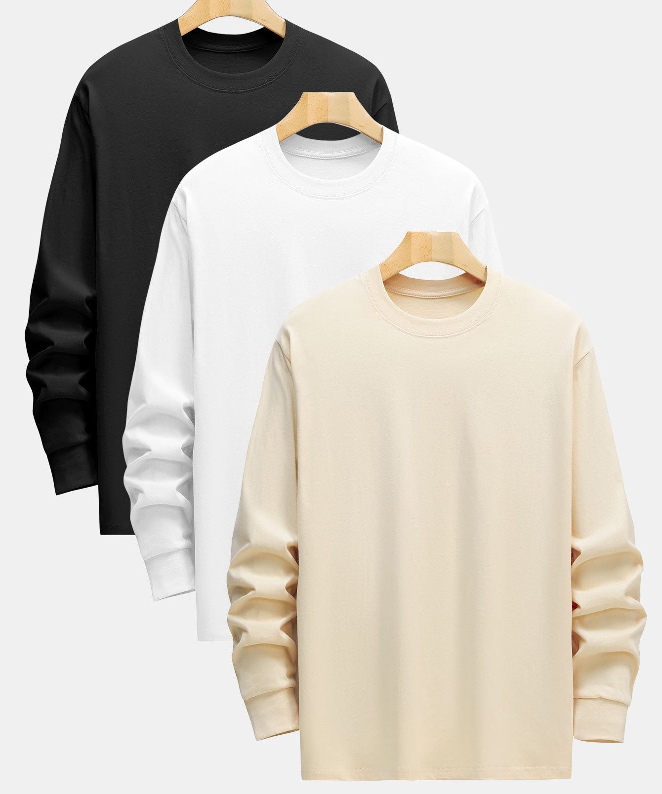 3 Pieces Basic Long Sleeve Heavy Weight T-Shirts
