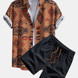 Aztec Geometric Print Shirt & Swim Shorts
