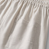 Waffle Button Up Shirt & Linen Cotton Blend Drawstring Shorts