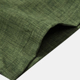 Short Sleeve Stand Collar Shirt & Linen Drawstring Shorts