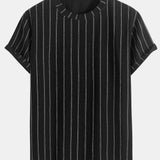 Stripe Textured Arc Hem T-Shirt