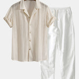 Textured Cuban Shirt & Straight Leg Linen Pants