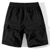 3 Pieces Solid Color Cargo Drawstring Shorts