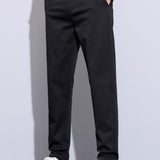 Elastic Waist Straight Leg Trousers