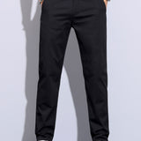 Elastic Waist Straight Leg Trousers