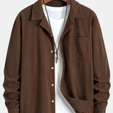 Long Sleeve Corduroy Cuban Collar Shirt & Straight Leg Linen Pants