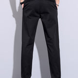Elastic Waist Straight Leg Trousers