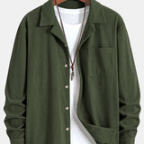 Long Sleeve Corduroy Cuban Collar Shirt & Straight Leg Linen Pants
