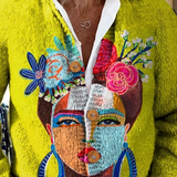 ONA | OIL PAINTING FREDA PORTRAIT ART PRINTED BUTTONED CARDIGAN