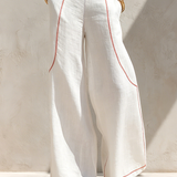Elegant Contrast-Stitched Pants Set