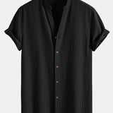 Wrinkled Textured V Neck Shirt
