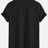 Wrinkled Textured V Neck Shirt
