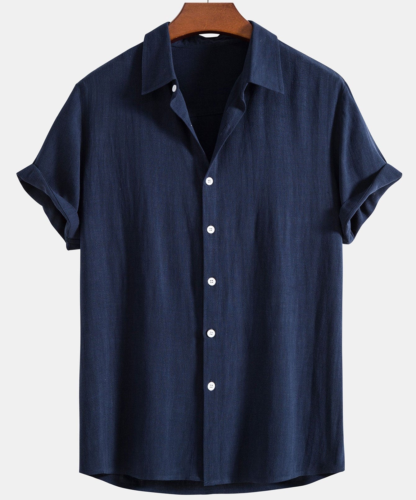 Linen Rayon Blend Button Up Shirt & Linen Drawstring Shorts