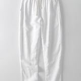 Linen Look Striped Button Up Shirt & Straight Leg Linen Pants