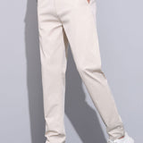 Elastic Waist Straight Leg Trousers