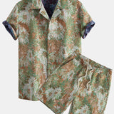 Painted Floral Jacquard Cuban Shirt & Shorts
