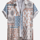 Scarf Print Button Up Shirt & Swim Shorts