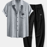 Short Sleeve Waffle Shirt & Drawstring Waffle Jogger Pants