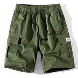 3 Pieces Solid Color Cargo Drawstring Shorts