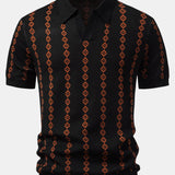 Geometric Knit V Neck Polo Shirt & Slim Fit Tapered Trousers