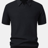 Wave Jacquard Knit V Neck Polo Shirt & Cotton Chino Shorts