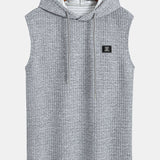 Sleeveless Waffle Hooded Vest & Waffle Drawstring Shorts