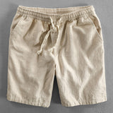 Linen And Rayon Blend Stand Collar Shirt & Linen Cotton Blend Drawstring Shorts