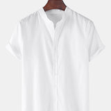 Linen Look Short Sleeve Basic Shirts & Straight Leg Linen Pants