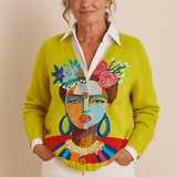 ONA | OIL PAINTING FREDA PORTRAIT ART PRINTED BUTTONED CARDIGAN