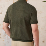 Trieste Linen Blend Pleated Half Zip Polo Shirt