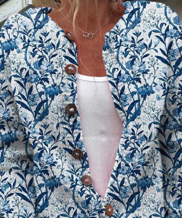 TIVERLY™ | VINTAGE FLORAL BUTTON-FRONT CARDIGAN