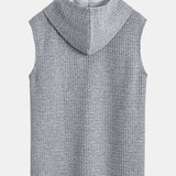 Sleeveless Waffle Hooded Vest & Waffle Drawstring Shorts