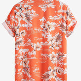 Palm Tree Tropical Flora Print Button Up Shirt