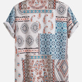 Scarf Print Button Up Shirt & Swim Shorts