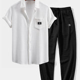 Short Sleeve Waffle Shirt & Drawstring Waffle Jogger Pants