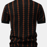 Geometric Knit V Neck Polo Shirt & Slim Fit Tapered Trousers
