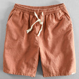 Linen Cotton Blend Drawstring Shorts