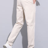 Elastic Waist Straight Leg Trousers