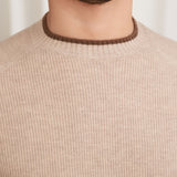 Firenze Textured Contrast Knit Wool Jumper