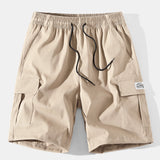 3 Pieces Solid Color Cargo Drawstring Shorts