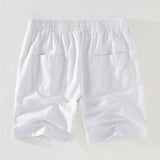 Short Sleeve Stand Collar Shirt & Linen Drawstring Shorts