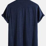 Linen Rayon Blend Button Up Shirt & Linen Drawstring Shorts